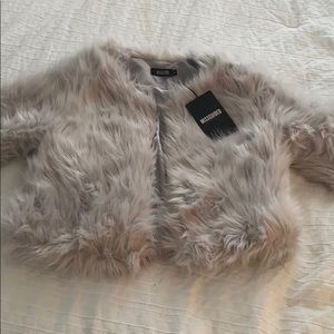 Misguided grey fur jacket